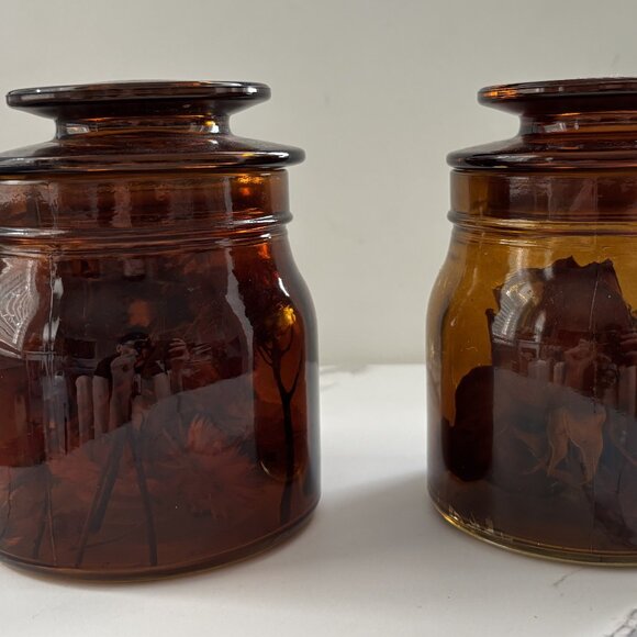Set of 2 Amber glass Hearth & Hand Jars - Picture 1 of 4